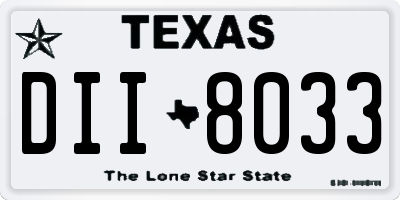 TX license plate DII8033