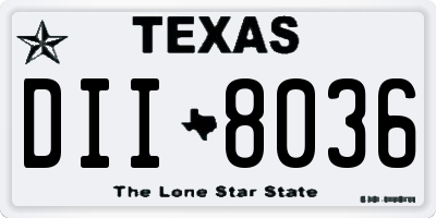 TX license plate DII8036