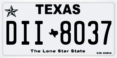 TX license plate DII8037