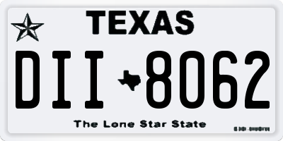 TX license plate DII8062
