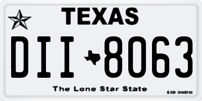 TX license plate DII8063