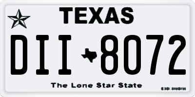 TX license plate DII8072
