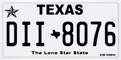 TX license plate DII8076
