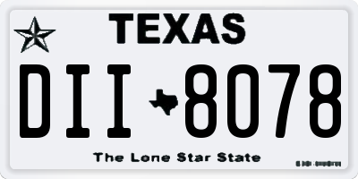 TX license plate DII8078
