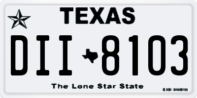 TX license plate DII8103