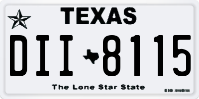TX license plate DII8115