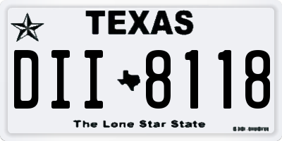 TX license plate DII8118