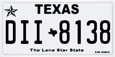 TX license plate DII8138
