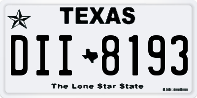 TX license plate DII8193