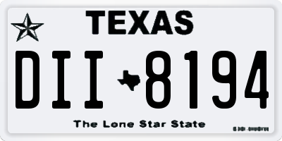TX license plate DII8194