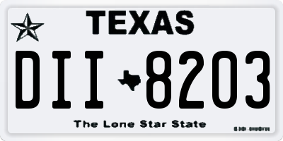 TX license plate DII8203