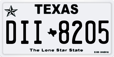 TX license plate DII8205