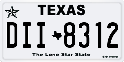 TX license plate DII8312
