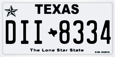 TX license plate DII8334