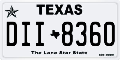 TX license plate DII8360
