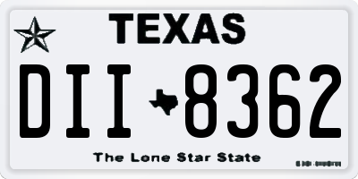 TX license plate DII8362