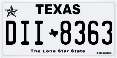TX license plate DII8363