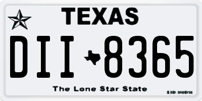 TX license plate DII8365