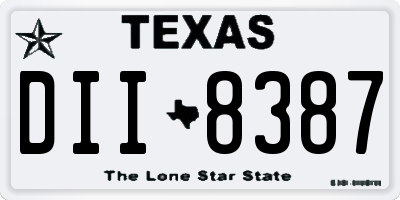 TX license plate DII8387
