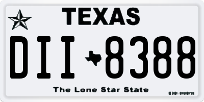 TX license plate DII8388