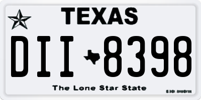 TX license plate DII8398