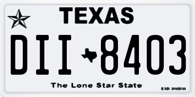 TX license plate DII8403