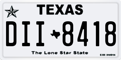 TX license plate DII8418