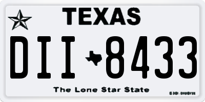 TX license plate DII8433