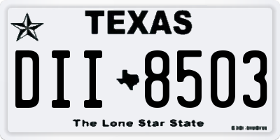 TX license plate DII8503