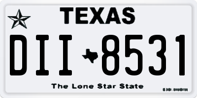 TX license plate DII8531