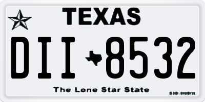 TX license plate DII8532