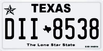 TX license plate DII8538
