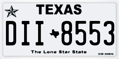 TX license plate DII8553
