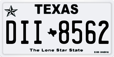 TX license plate DII8562