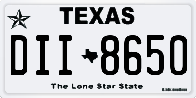 TX license plate DII8650