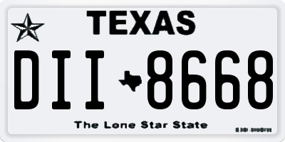 TX license plate DII8668