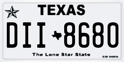 TX license plate DII8680