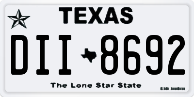 TX license plate DII8692
