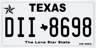 TX license plate DII8698