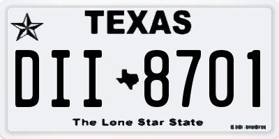 TX license plate DII8701
