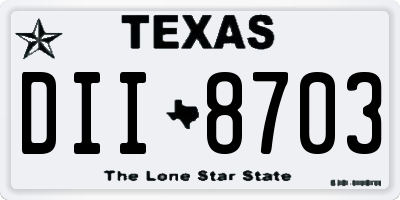 TX license plate DII8703