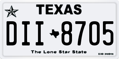 TX license plate DII8705