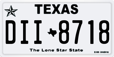 TX license plate DII8718