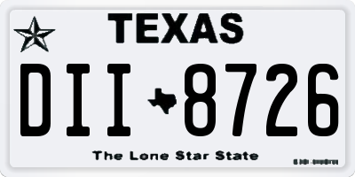 TX license plate DII8726