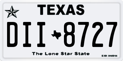 TX license plate DII8727