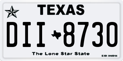 TX license plate DII8730