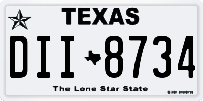 TX license plate DII8734