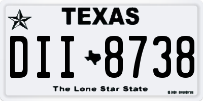TX license plate DII8738