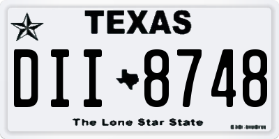 TX license plate DII8748