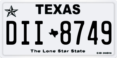 TX license plate DII8749